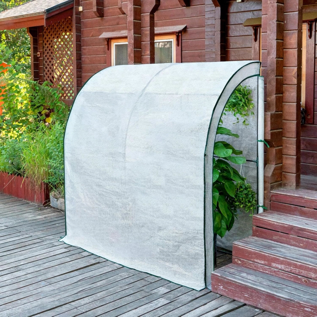 Serra da Giardino, Serra per Orto con 2 Porte Avvolgibili, Copertura per Piante con Telo PE a Rete 140 g/m2 e Telaio Metallico, Bianco, 200x100x210cm