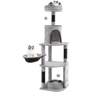 Alto albero per gatti con grande torre multi-iivello e tiragraffi in sisal, Moderno albero attivit¨¤ con condominio giocattoli-Alberi Tiragraffi