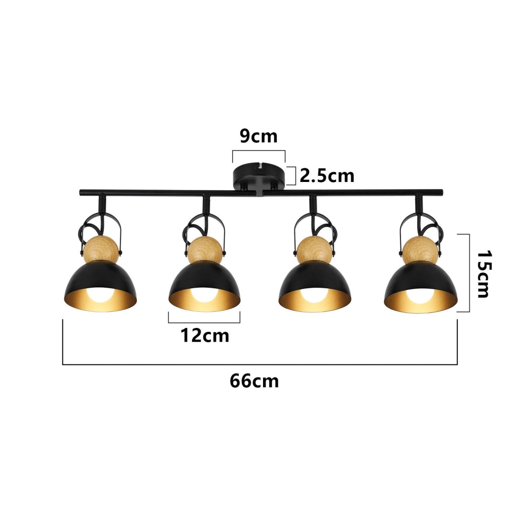 ZMH Faretto da soffitto a 4 luci orientabile a 350° Vintage Plafoniera Soggiorno