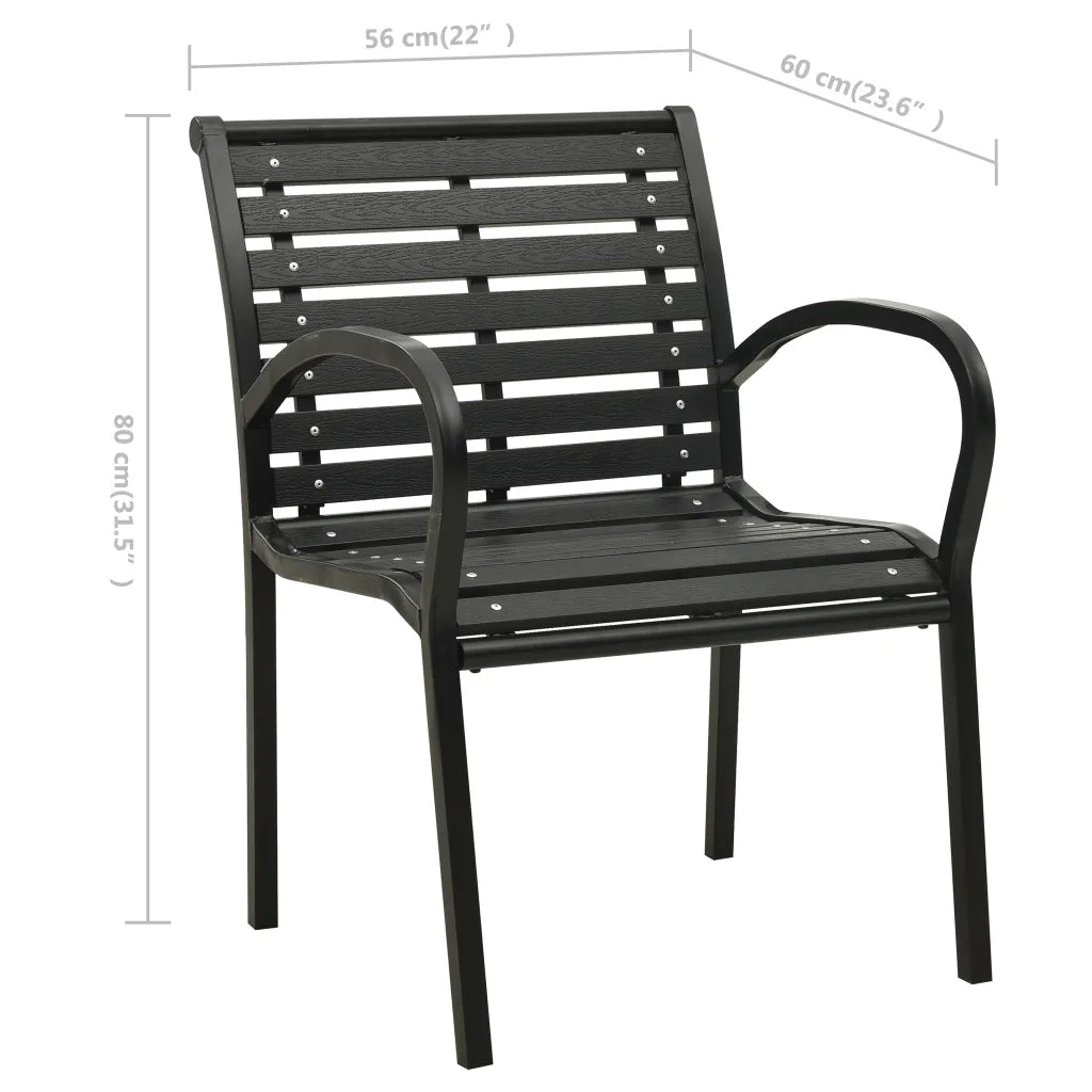 Sedie da Giardino 2 pz in Acciaio e WPC Nere 312034