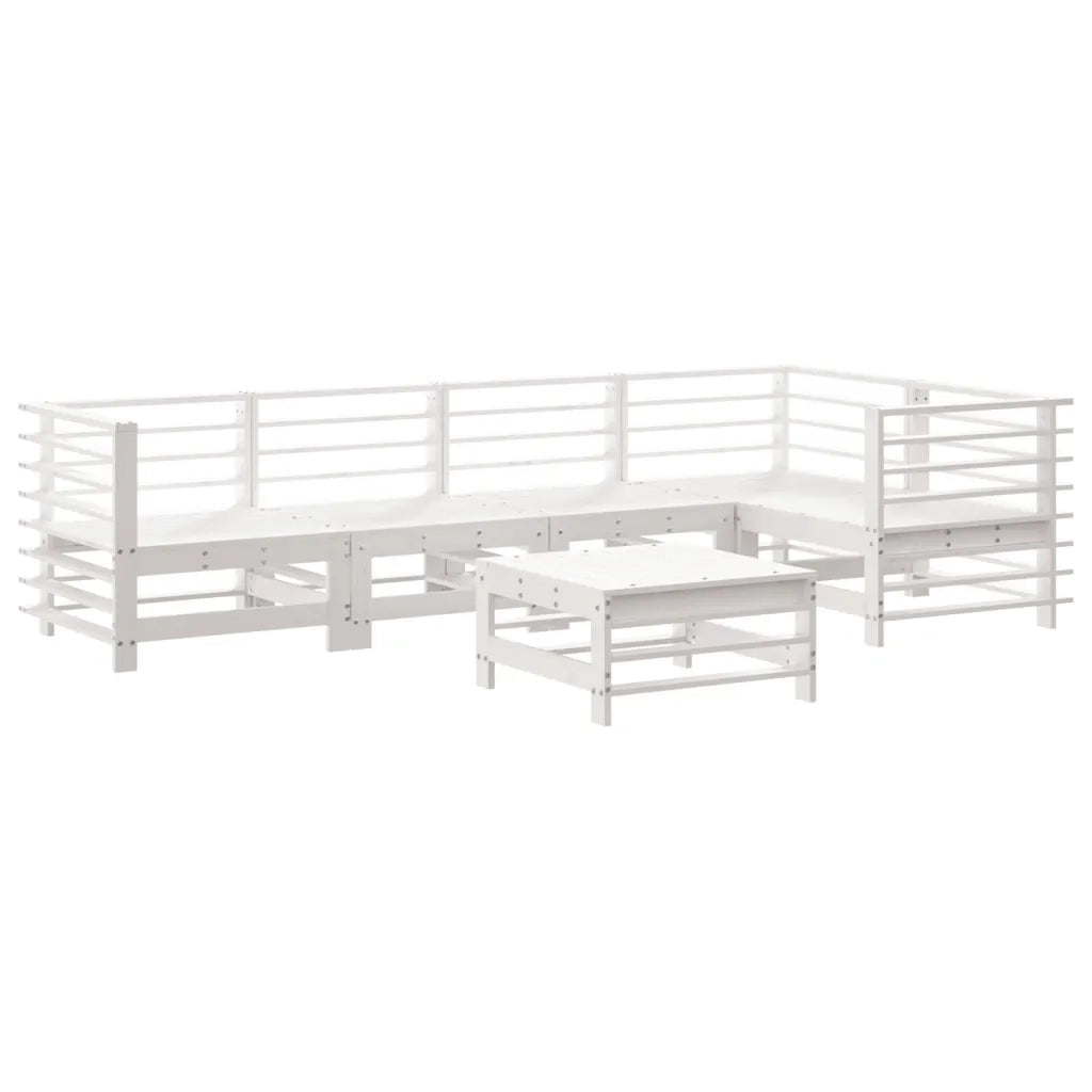 Set Salotto da Giardino 6 pz Bianco in Legno Massello di Pino 3186474