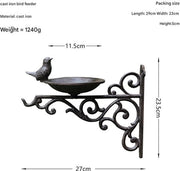 Hanger per uccelli in ghisa, alimentatore per uccelli appeso, manufatto in ghisa, uncino in ferro battuto, piccolo uccello, stile retro classico europeo, alimentatore per uccelli appeso per giardino, decorazione per parete