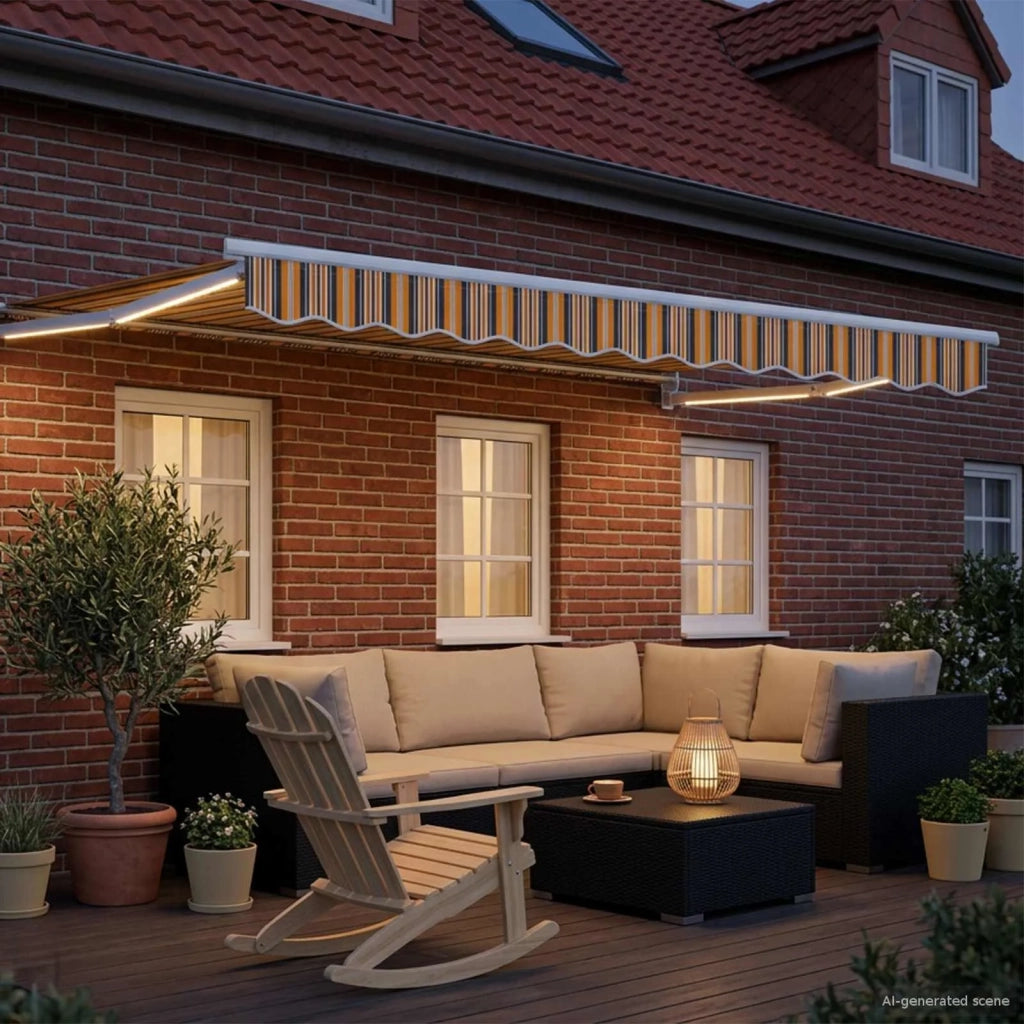 Tenda retrattile manuale con LED-Tenda parasole per balcone 3 x 2,5 m 965012