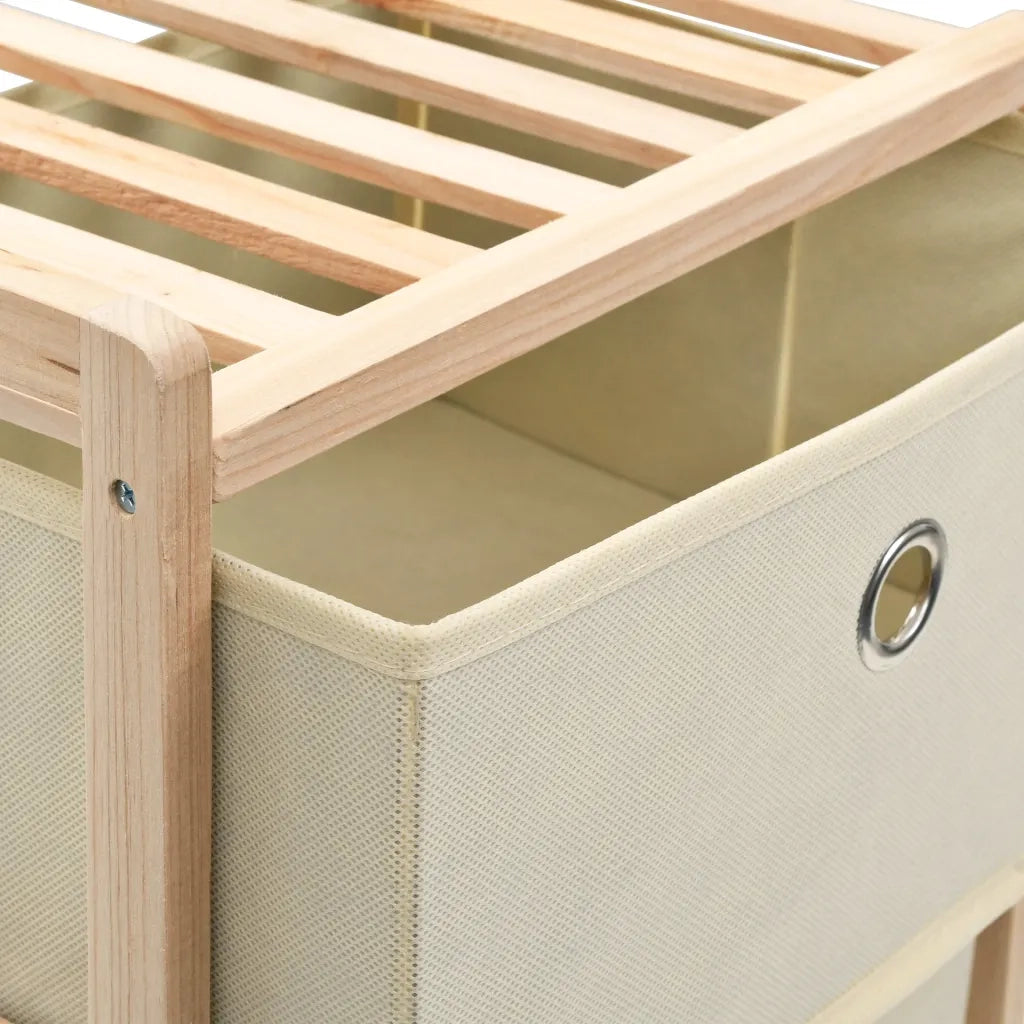 Scaffale con 3 Cesti in Tessuto in Legno di Cedro Beige 246433