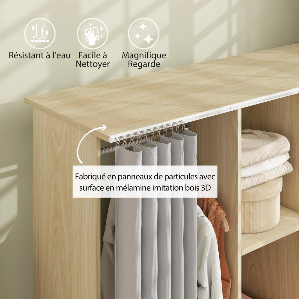 Armadio a rulli con appendiabiti ¨C zephmum ¨C legno naturale 120x40x128 cm
