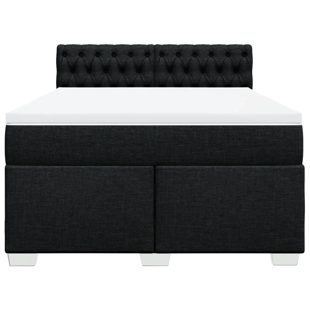 vidaXL Giroletto a Molle con Materasso Nero 140x190 cm in Tessuto