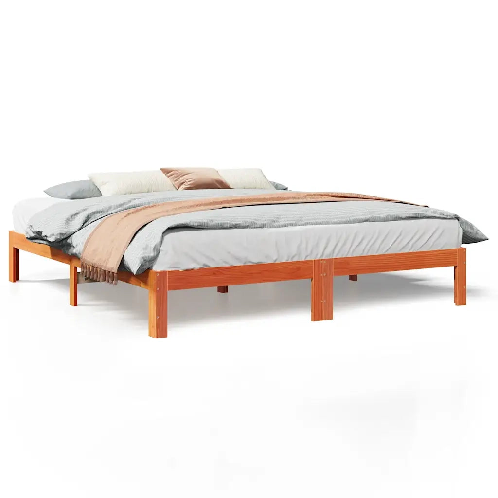 Letto matrimoniale | Letto per adulti | Giroletto senza Materasso Marrone Cera 160x200 cm Legno di Pino