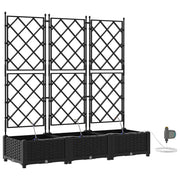 Set di 3 fioriere da giardino moderne 120 x 40 x 126 cm con sistema di irrigazione in acciaio nero 02_0058550
