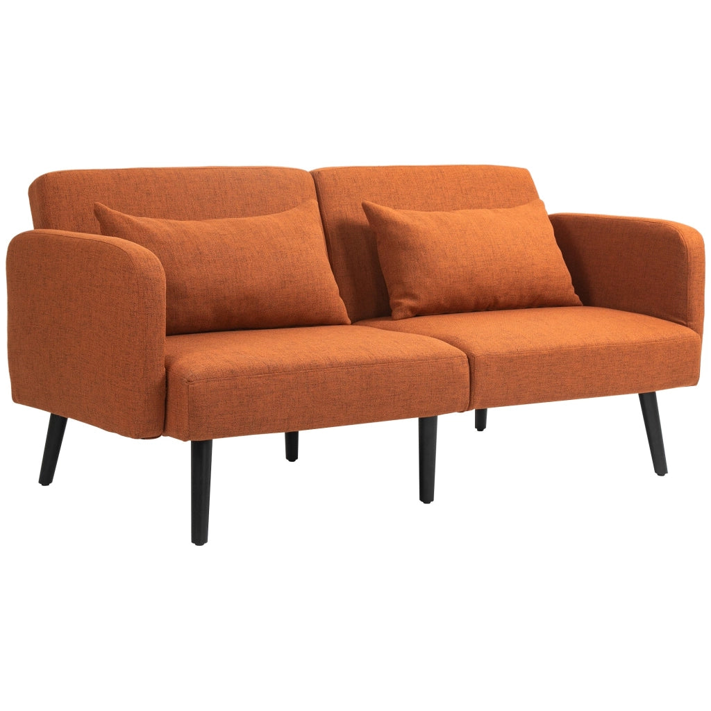 Divano Letto Singolo Clic Clac con Schienale Regolabile 170x83x80 cm in Tessuto effetto Lino Marrone
