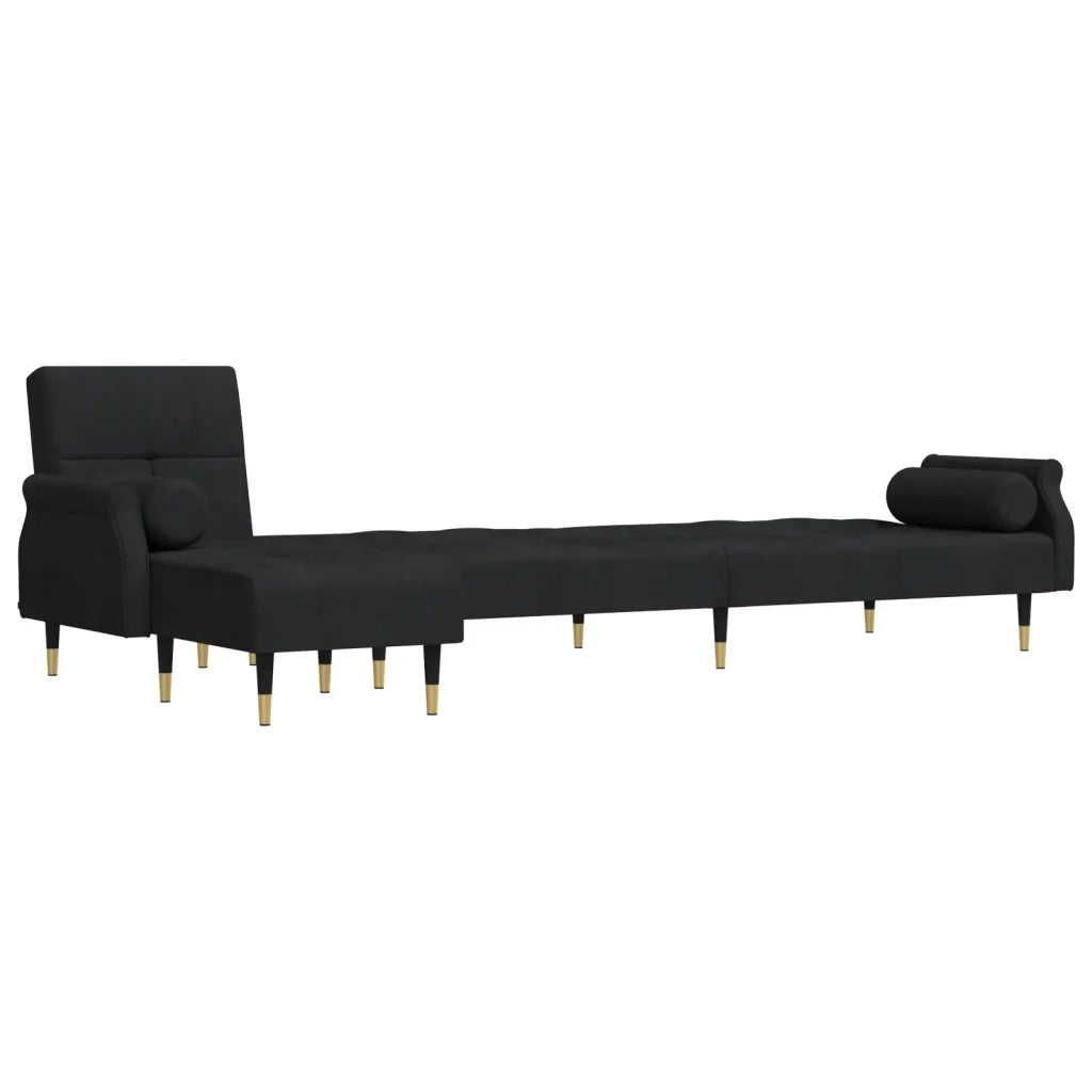 Divano Letto a L Nero 271x140x70 cm in Velluto 3157224