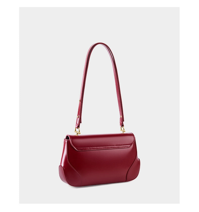 Borsa a tracolla da donna in vera pelle, colore rosso.