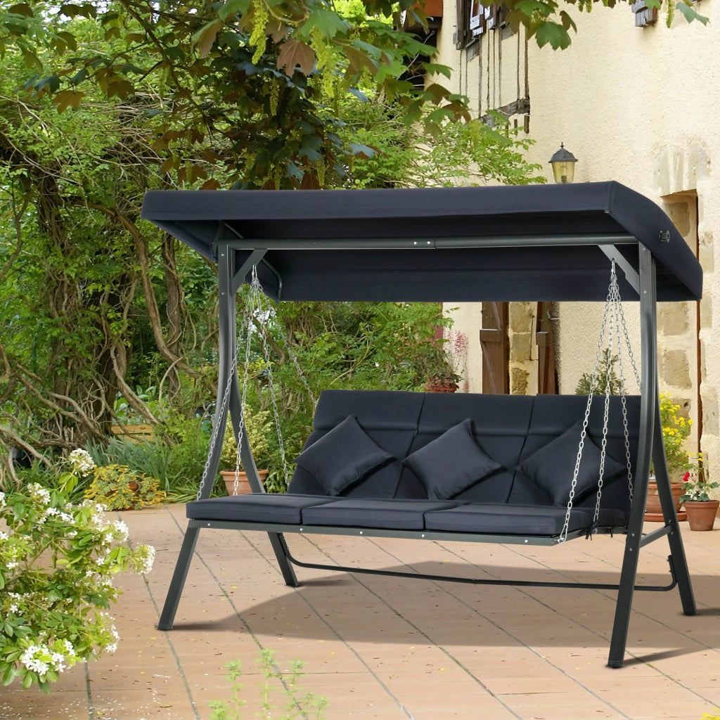 Altalena da Giardino Hollywood 3 Posti ¨C zephmum ¨C 198x118x168 cm, Blu Scuro