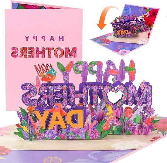Carta di compleanno 3D - Enveloppe - Donna Madre Insegnante - Regalo romantico - Stile A1
