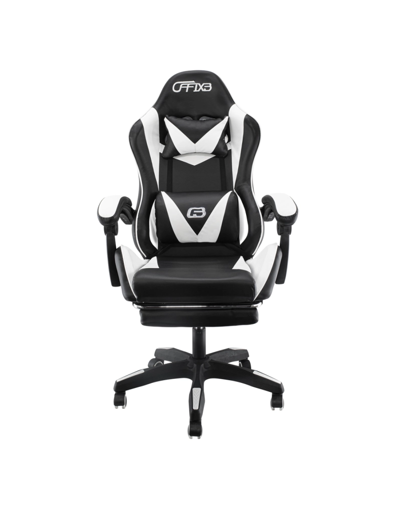 Sedia Gaming con Poggiapiedi in Similpelle Bianco