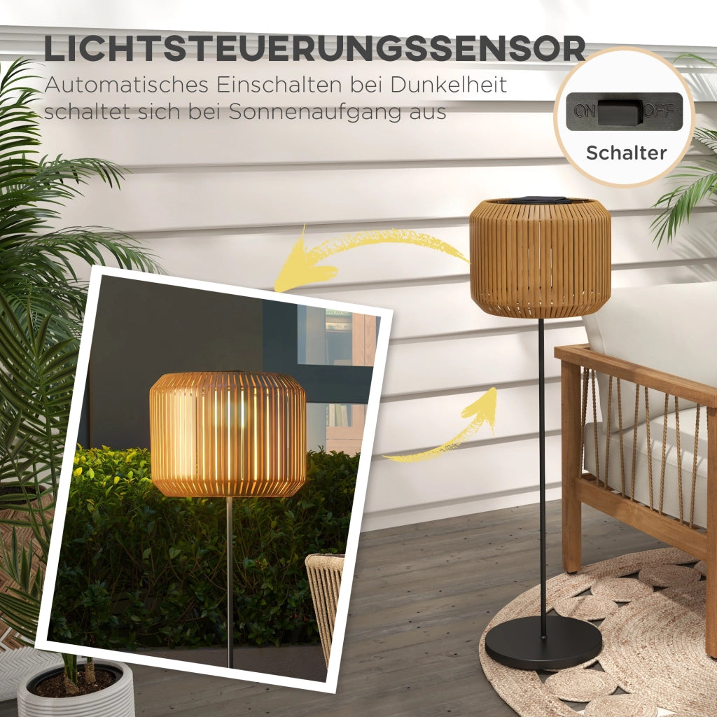 Lampada Solare da Giardino in Rattan ¨C zephmum ¨C Nero/Giallo ?34x130cm