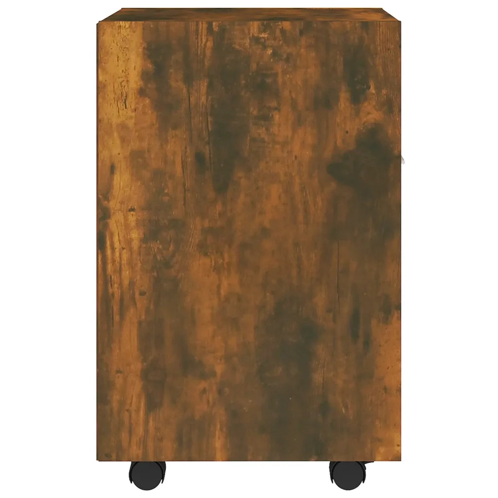 Mobiletto con Ruote Rovere Fumo 33x38x60 cm Legno Multistrato 815852