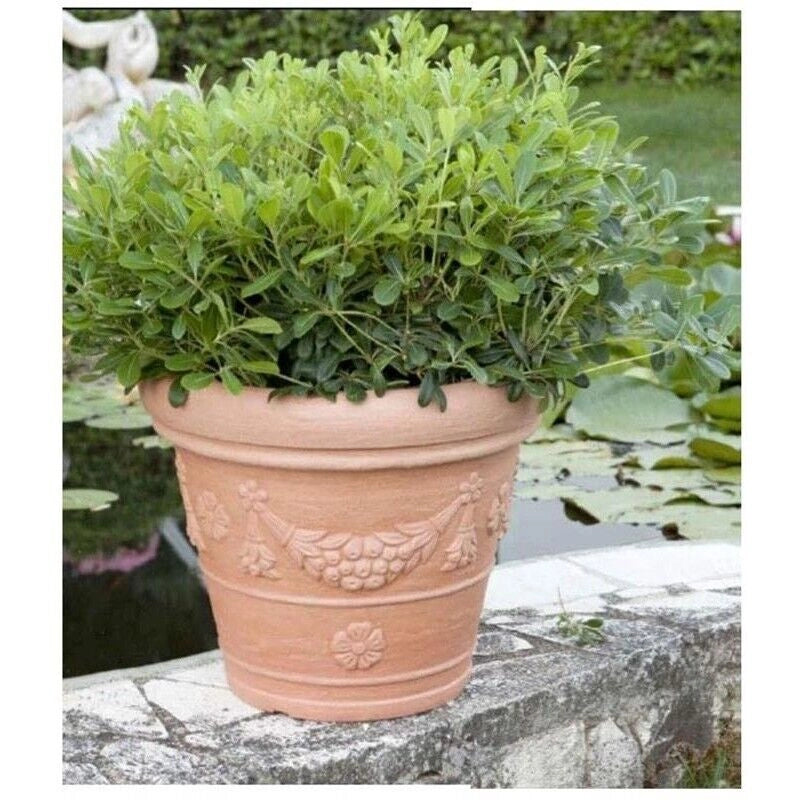 TELCOM TROPEA VASO A  CONCA IN RESINA EFFETTO TERRACOTTA CON DECORO 40 X H34 CM