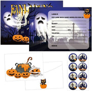 Carte di invito per Halloween, 12 pezzi, accessori di festa per Halloween, carte di auguri per Halloween con buste e adesivi per Halloween, invito per una festa di Halloween, compleanno per bambini