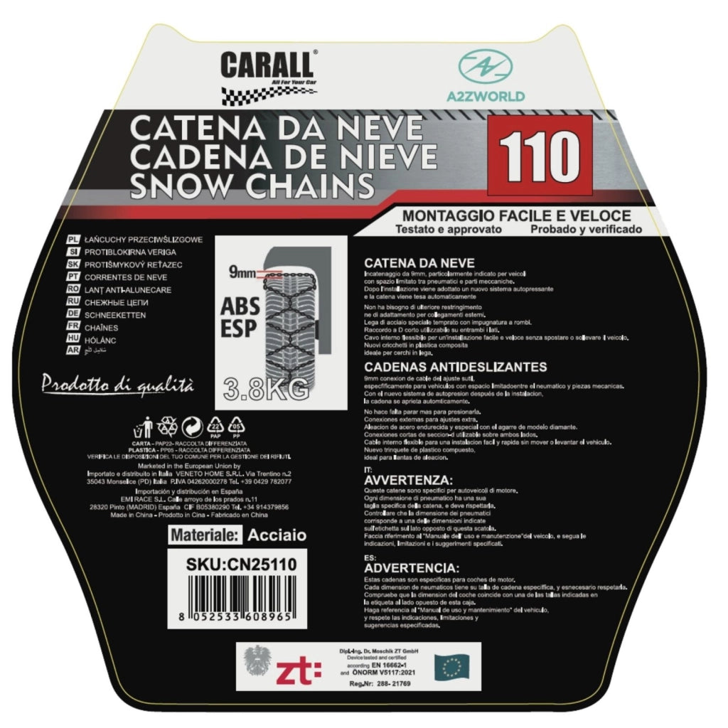 Catena Da Neve 9mm KNS110 Gruppo 110 Omologato ONORM V5117