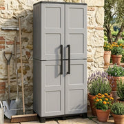 Mobile da Giardino Askan, Armadio da Esterno 3 Ripiani Made in Italy, 68x37x169h cm Grigio Chiaro