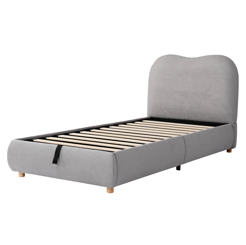 Letto imbottito per bambini 90x200 cm con contenitore e rete a doghe