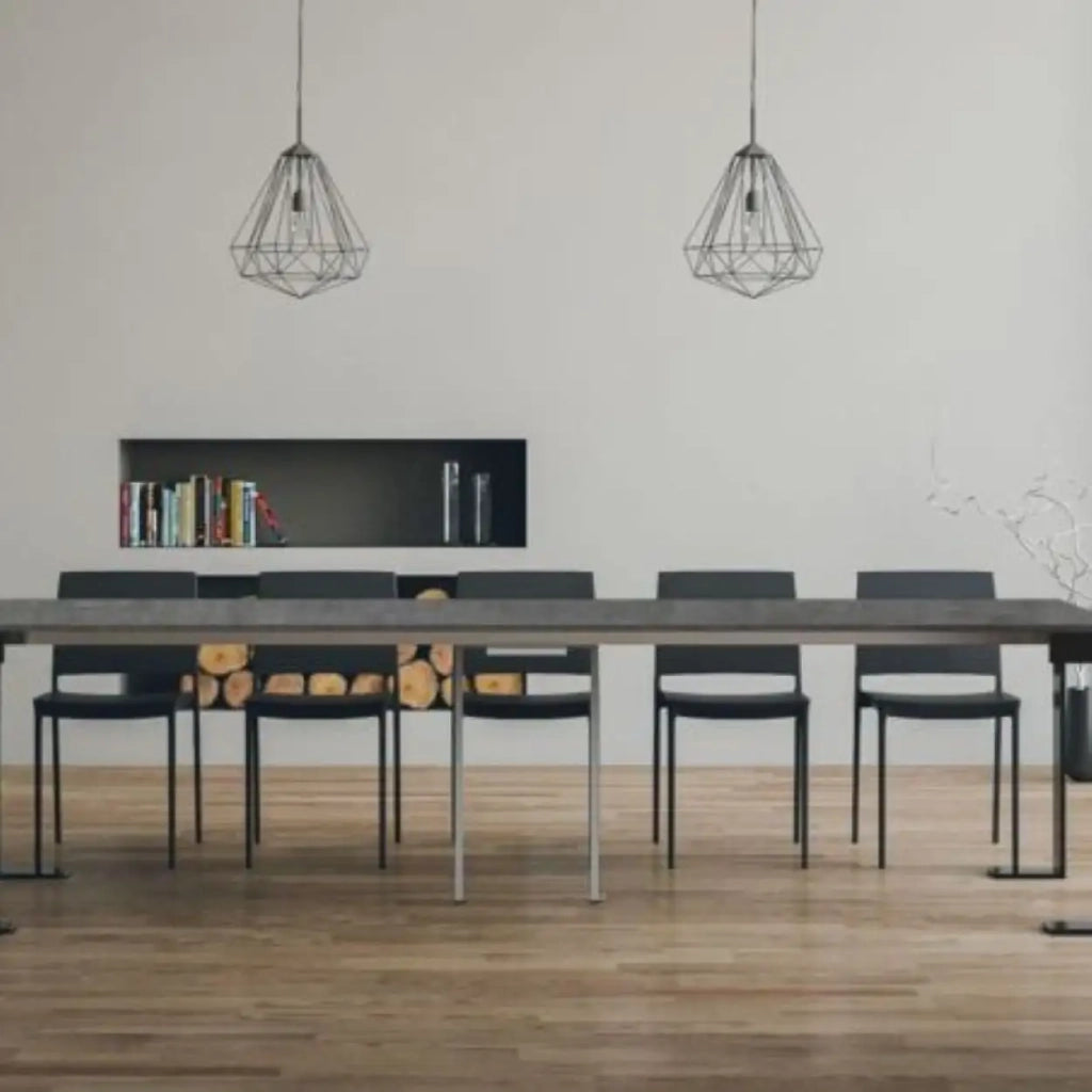 Consolle allungabile 90x40/300 cm Tecno Evolution cemento telaio e gambe antracite