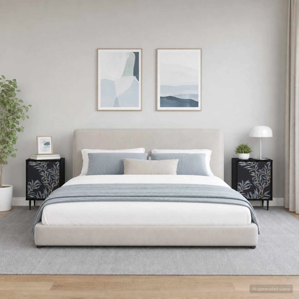 Armadio da Notte DOKKUM 2 pz Rovere Nero 36 x 33 x 51 cm 8007246