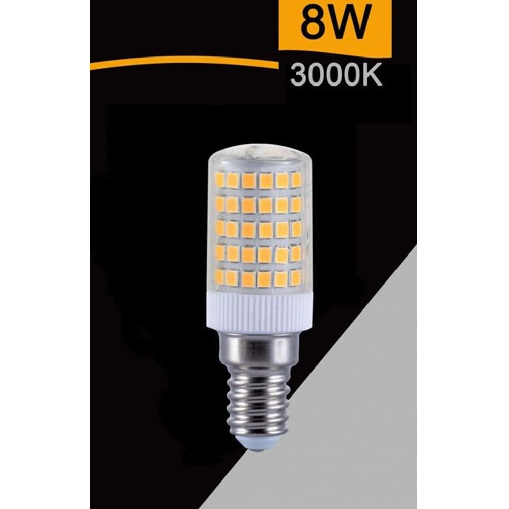 Trade Shop - Lampadina Led E14 8w 880lm Tubolare Luce Fredda Calda Naturale Sparac-e14-8w-ce1 - -bianco Caldo      -