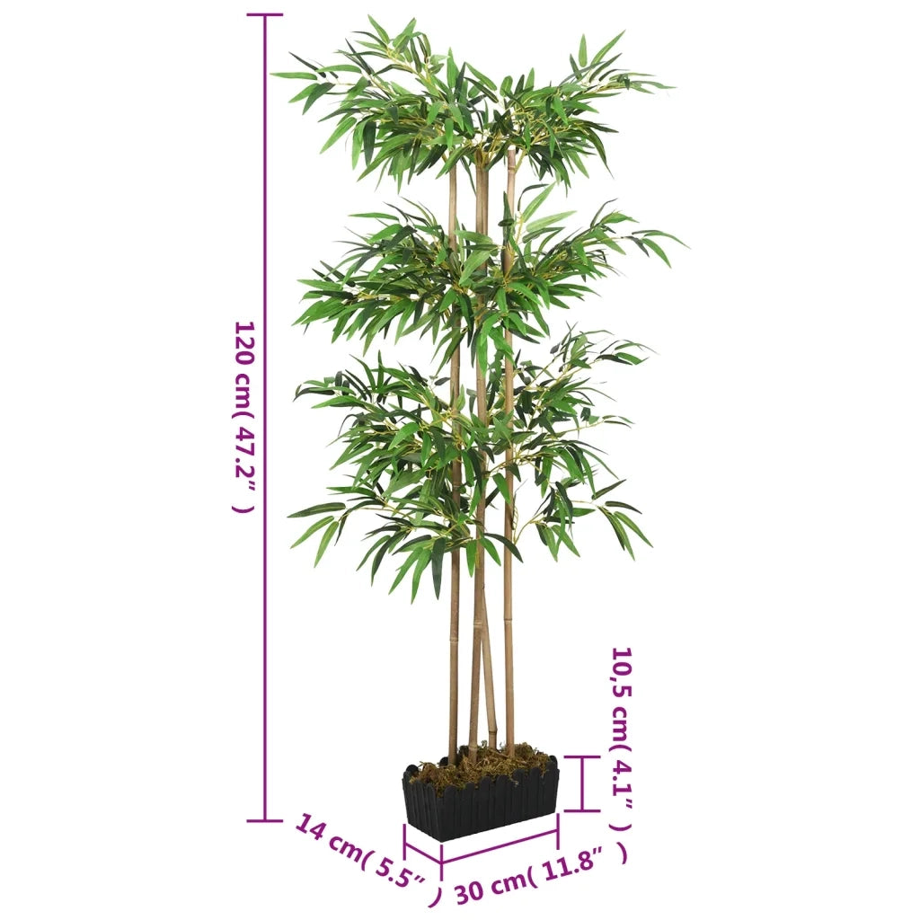Albero Bambù Artificiale 760 Foglie 120 cm Verde 358981