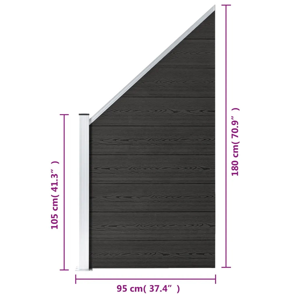 Pannello di recinzione | Recinzione da Giardino in WPC 95x(105-180) cm Grigio