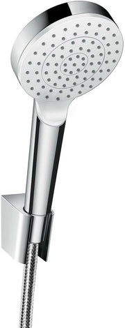 Set di doccia Crometta, composto da testa di doccia, supporto e tubo, EcoSmart, bianco/acciaio inox 26569400