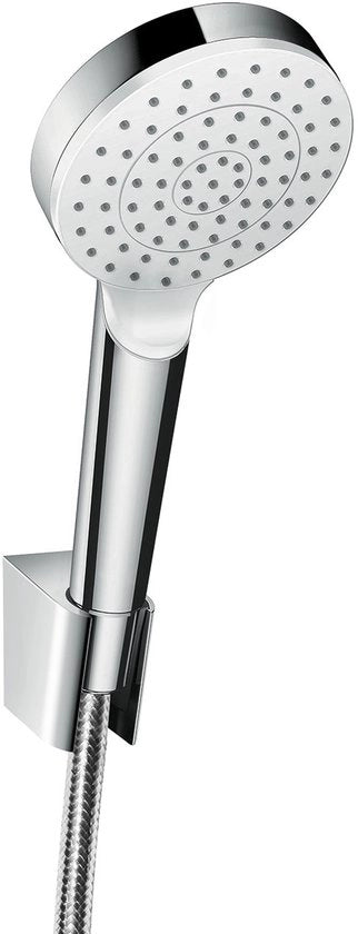 Set di doccia Crometta, composto da testa di doccia, supporto e tubo, EcoSmart, bianco/acciaio inox 26569400