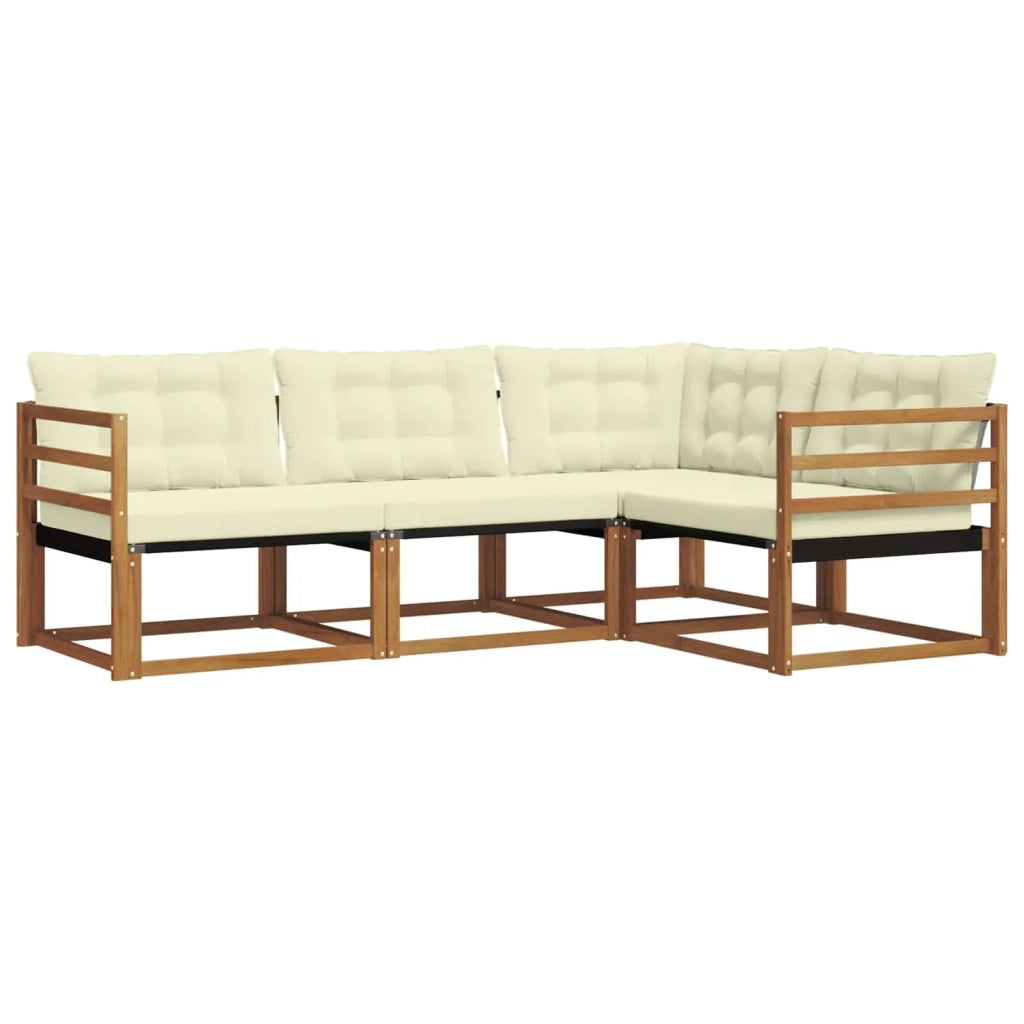 Set di divani da esterno con cuscino 4 pcs Naturale e Crema