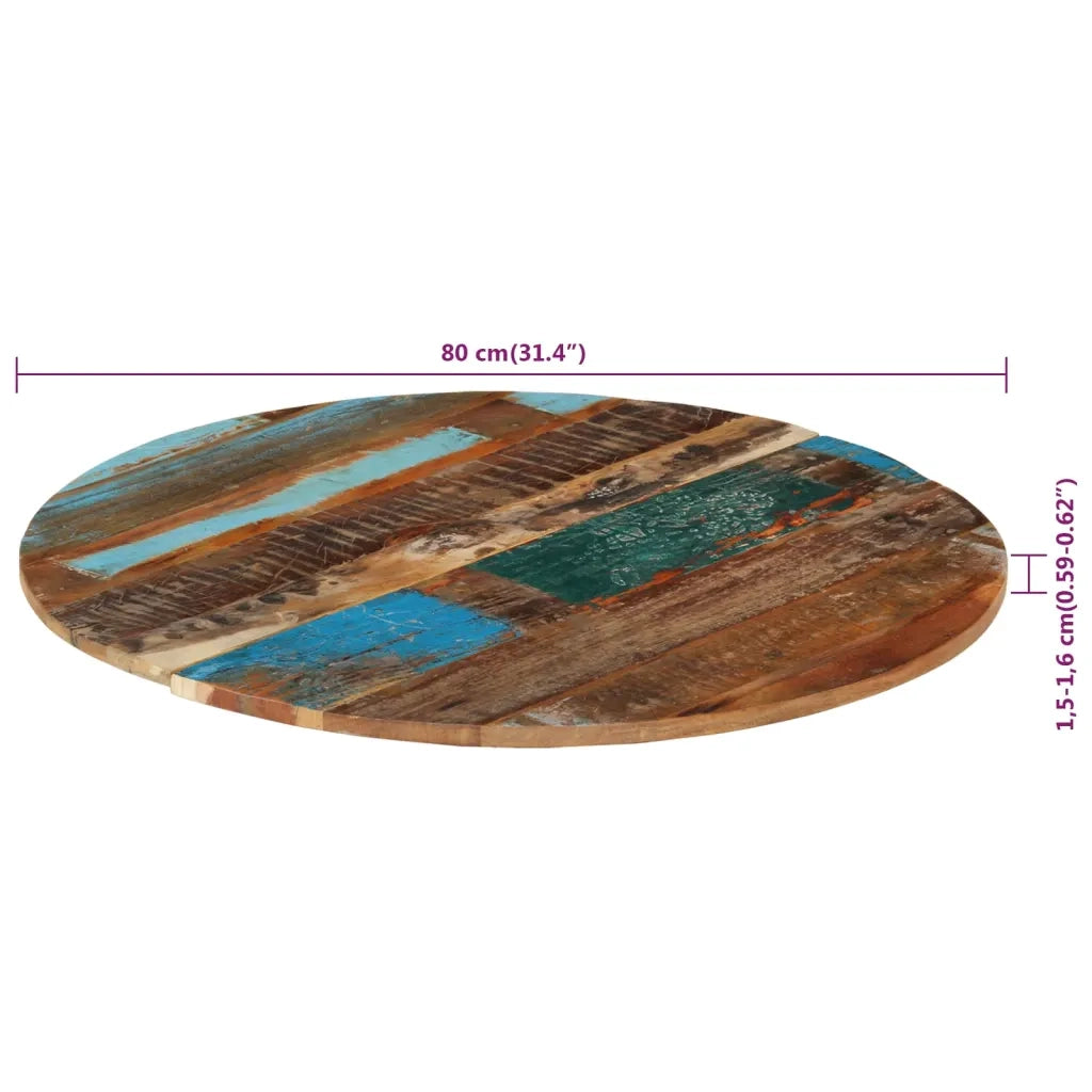 Piano Tavolo | Superficie Tavolo | Piano Scrivania Rotondo 80 cm 15-16 mm in Legno di Recupero