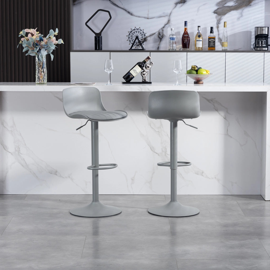 Sgabello da bar girevole regolabile in altezza grigio con schienale ergonomico e struttura in metallo