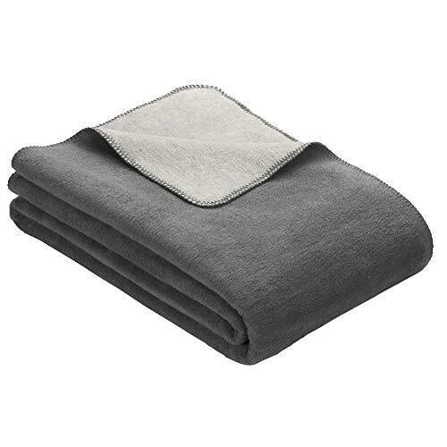 IBENA 2340-840 Solare Doubleface Plaid in Cotone Acrilico e Poliestere 430 g-m² colore Grigio-Argento