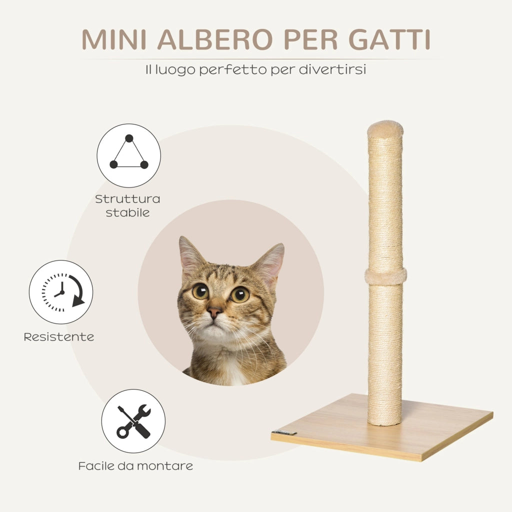 Tiragraffi per Gatti con Palo in Sisal Alto 60 cm Beige