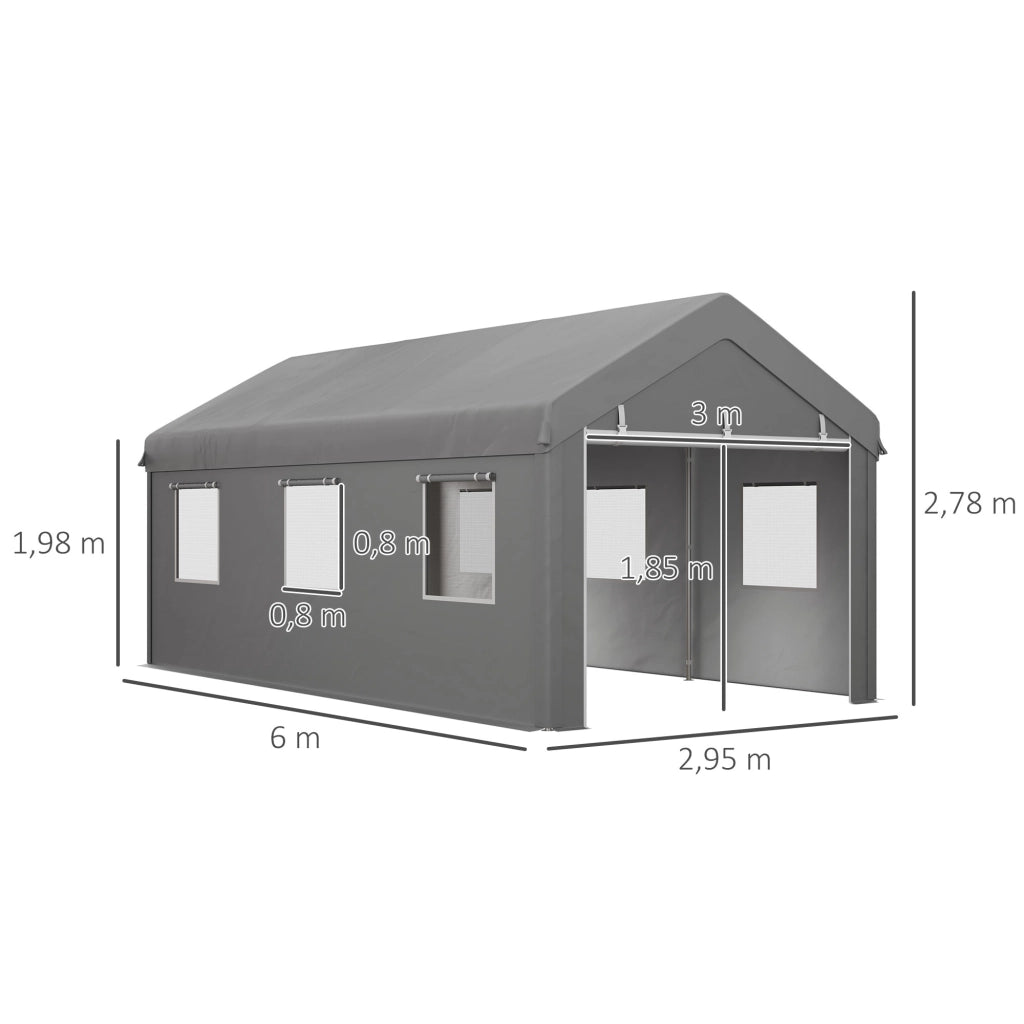 Tenda Garage Carport ¨C Zephmum ¨C 6x2.95x2.78 m Acciaio Grigio