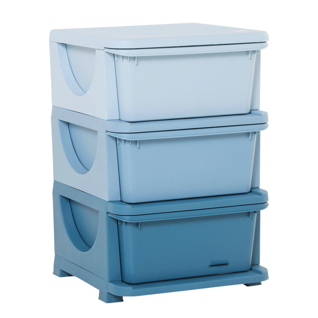 EasyComfort Cassettiera 6 Cassetti per Bambini 3-6 Anni con Bordi Arrotondati, Mobile Portagiochi in PP, 37x37x56.5cm, Blu