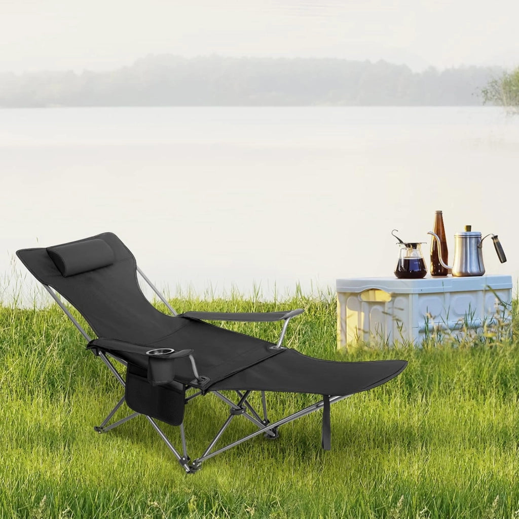 Set di 2 Sedie da Campeggio Sedie Pieghevoli Portatile Leggero, Sedia Pieghevole per esterni per Giardino, Pesca, Picnic, Nero