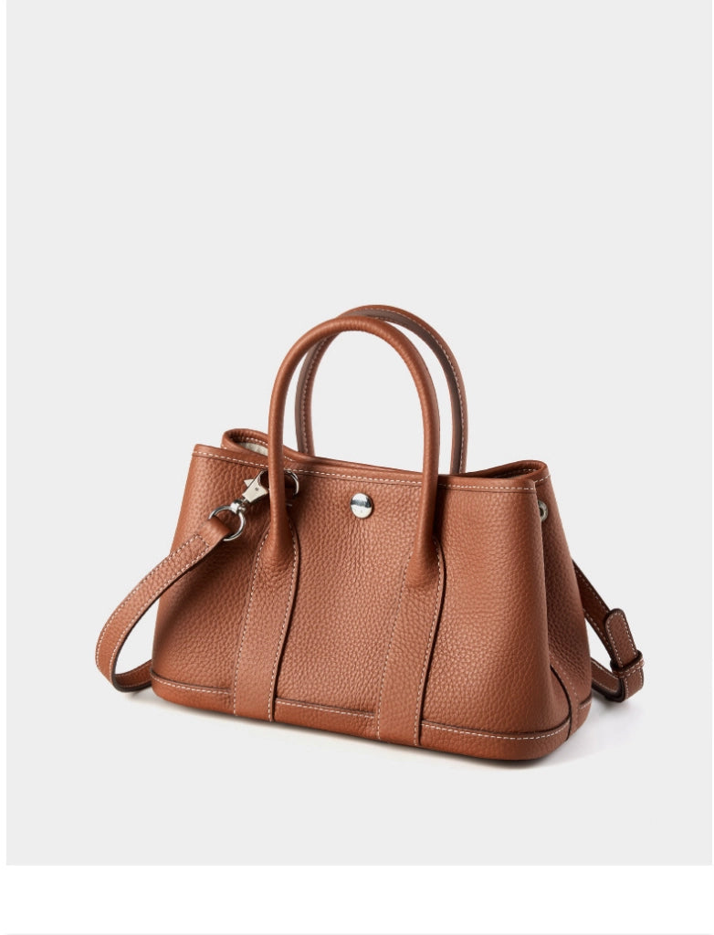 Borsa a mano e a tracolla da donna in vera pelle, marrone