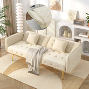 DIVANO LETTO 2 POSTI 215x81,5 cm Velluto Beige con schienali e braccioli regolabili
