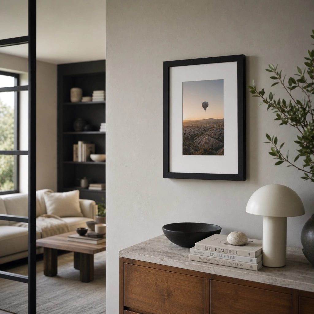 Cornice Portafoto Legno Nero Con Passepartout Disponibile in 10x15, 13x18, 20x30, 30x40 10 x 15 cm