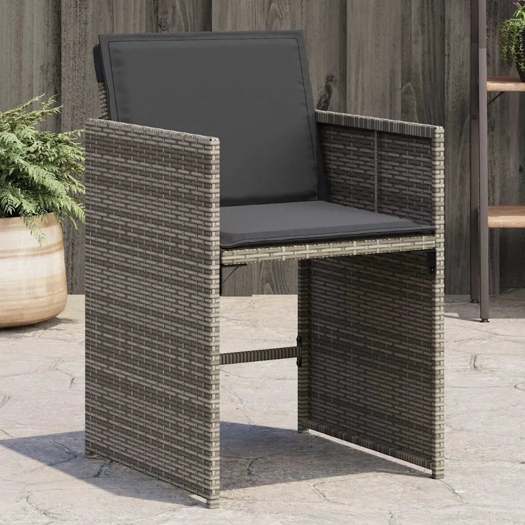 Sedie da Giardino con Cuscini 4 pz | Sedie da Esterno Grigio in Polyrattan