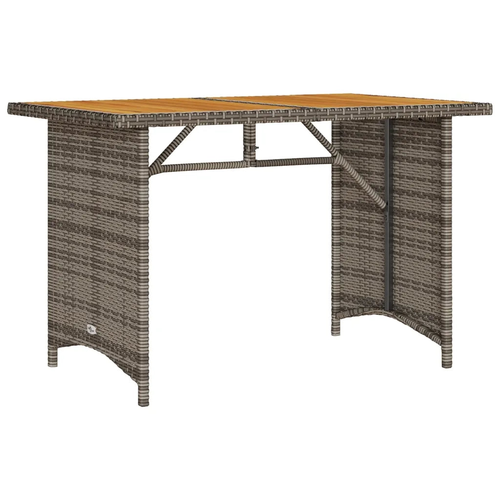 Tavolo da Giardino Piano in Legno Grigio 110x68x70cm Polyrattan 366356