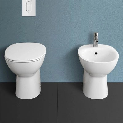 Sanitari tradizionali Rimless Morning scarico a terra e sedile originale