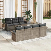 Set Divano da Giardino con cuscino 8 pcs Grigio polyrattan