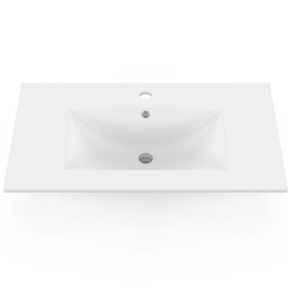 IDMarket - Lavabo rettangolare da incasso in ceramica bianca L. 81 x L. 46 x H. 17 cm