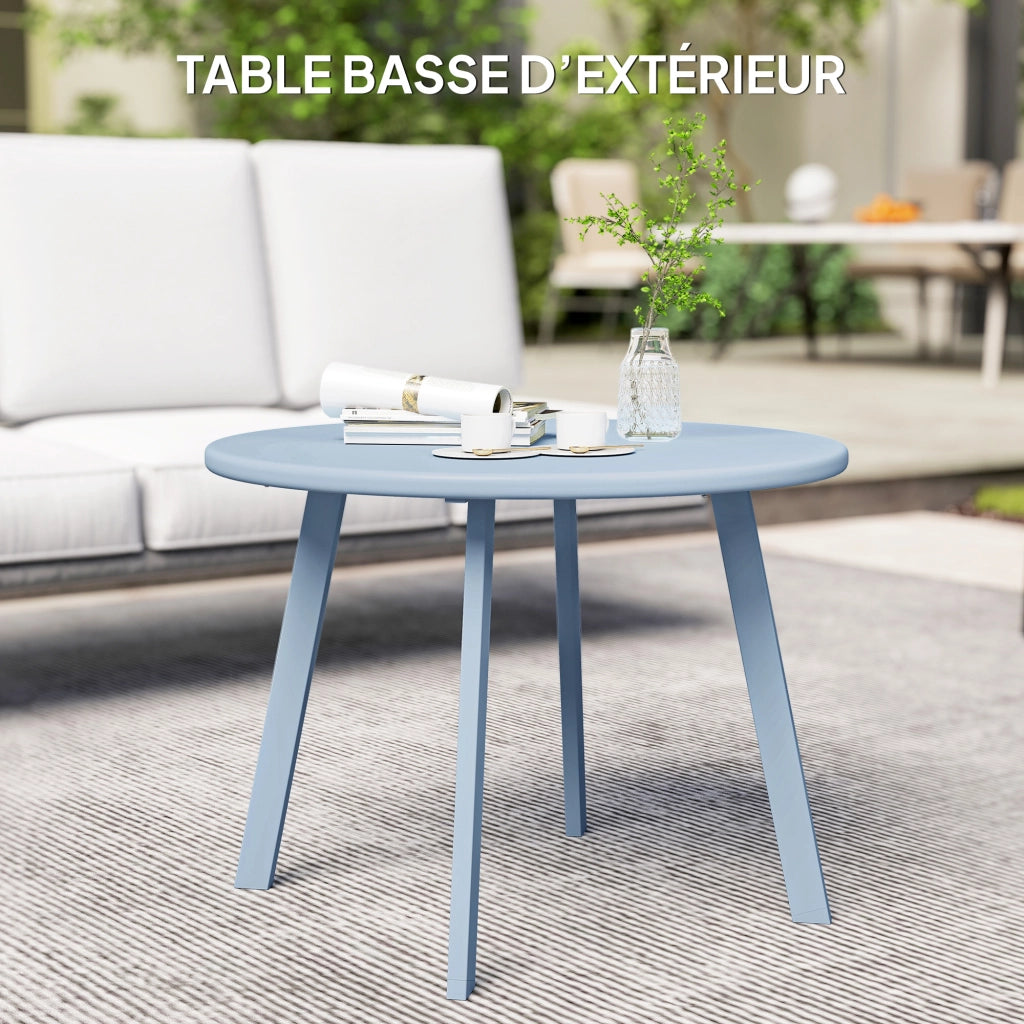 Tavolino rotondo da giardino con patini ¨C zephmum ¨C blu, metallo, ?70x42cm