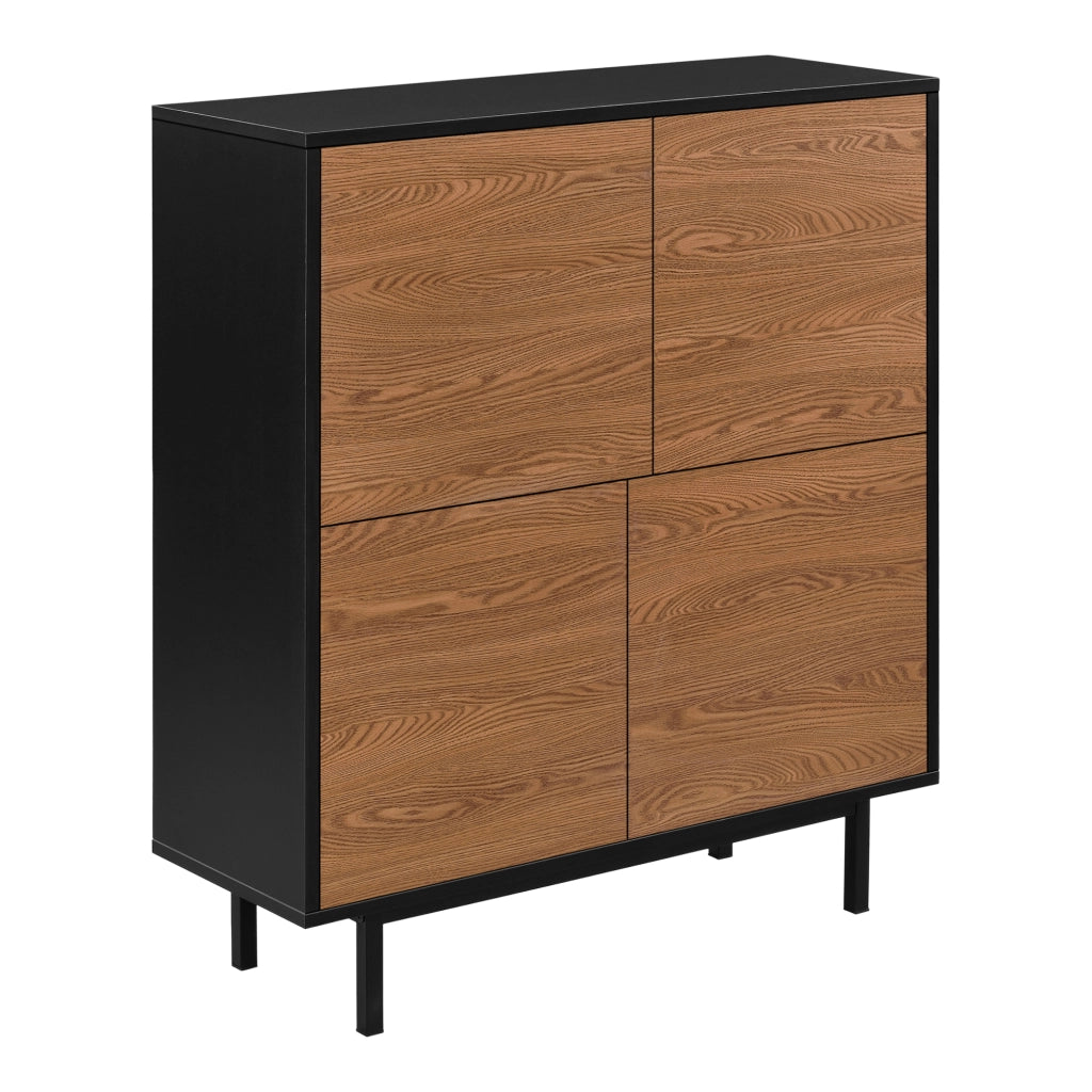 Mobile Contenitore Gnosjö Comò a 4 Ante 93 x 80 x 30 cm - Nero/Effetto Legno Scuro [en.casa]